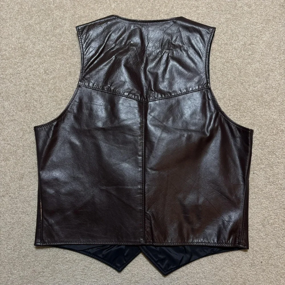 Vtg 70s‎ Sears Leather Vest Mens 42 Brown The Leather Shop Western Cowboy Biker